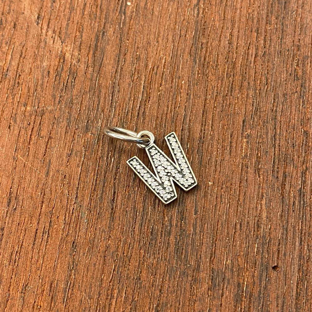 Pandora Sterling Silver Alphabet Letter W Dangle Clear Zirconia Retired 791335CZ